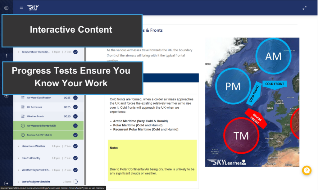 SkyLearner Interactive Content Progress Tests