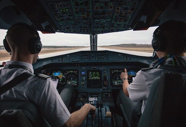 Pilots on flight deck