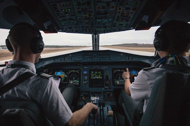 Pilots on flight deck