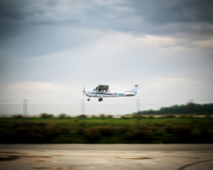 light aircraft taking off