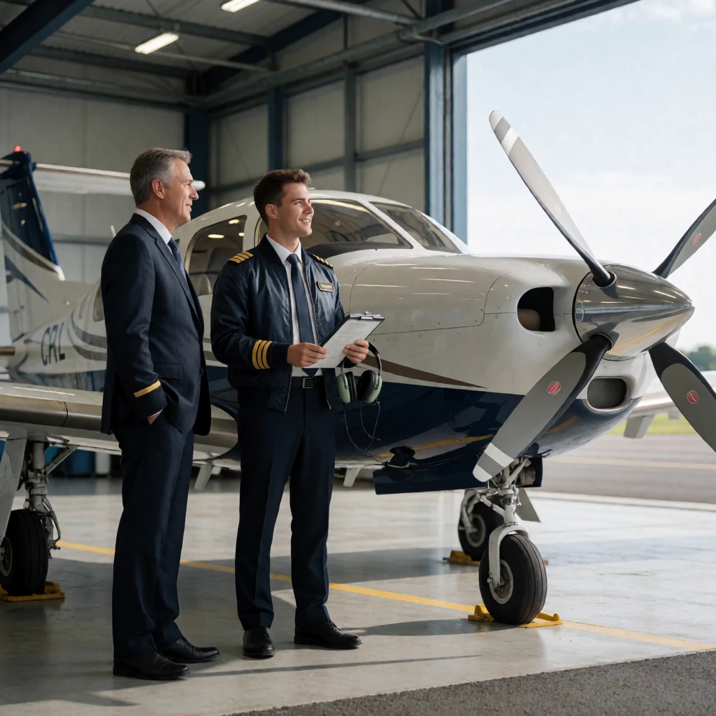 Commercial pilot beside an aircraft