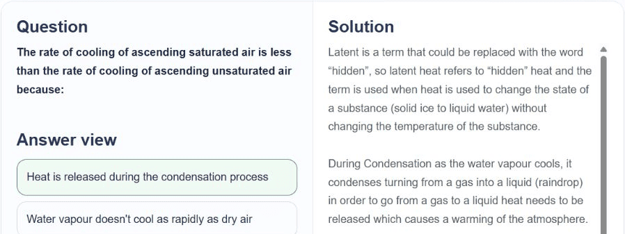 Content to Question Bridge with a worked CAA-style example and explanation