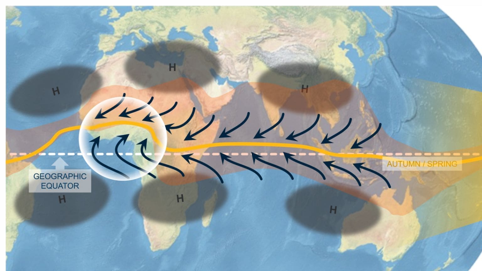 Meteorology H5P interaction in progress showing pressure areas and wind arrows