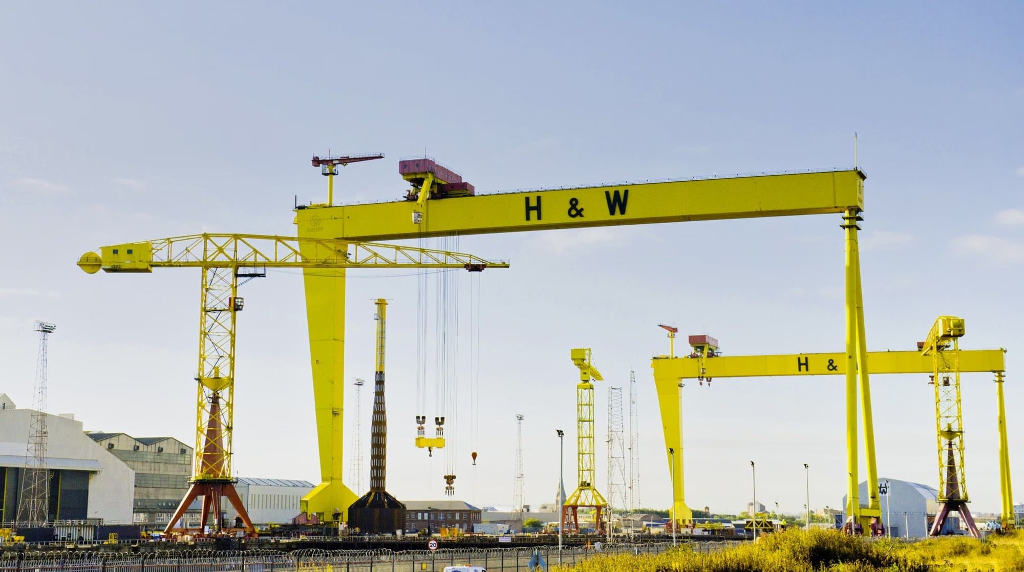 The Harland and Wolff cranes beside Belfast Lough in Northern Ireland